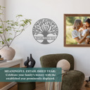 21 inch Gold Powder Coat Tree of Life Personalized Family Tree Metal Sign with Hearts – Custom Name & Date – Large Laser Cut Steel Wall Art