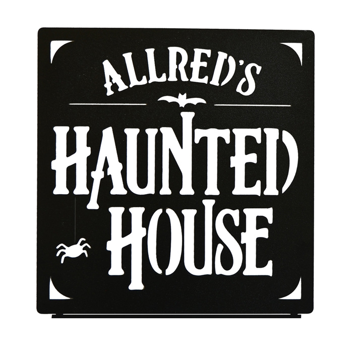 Haunted House Custom Name Sign – Personalized Halloween Decoration - Tabletop or Hanging