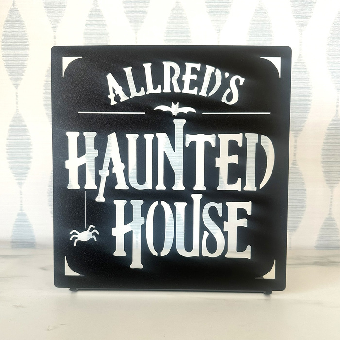 Haunted House Custom Name Sign – Personalized Halloween Decoration - Tabletop or Hanging