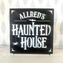 Hanging - 24 inch Haunted House Custom Name Sign – Personalized Halloween Decoration - Tabletop or Hanging