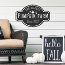 Hanging - 24 inch Pumpkin Farm Custom Name Sign – Personalized Fall Decor with Family Name – Farmhouse Autumn Sign for Porch, Mantel, or Entryway