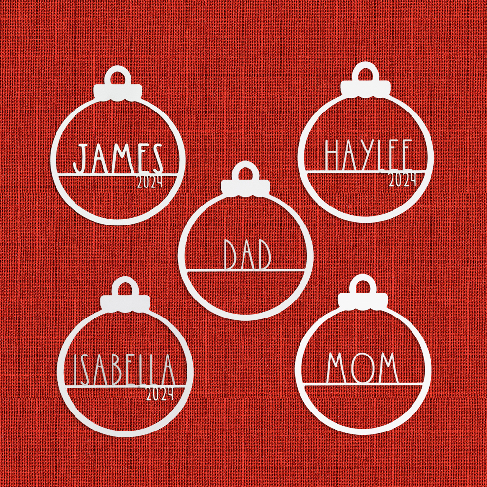 Amelia Jane Ornament Collection - 5 pack - Customized Christmas Ornament