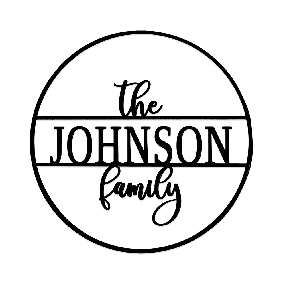 Chandler Family Sign - 2 Sizes - Personalized Metal Circle Family Name Sign