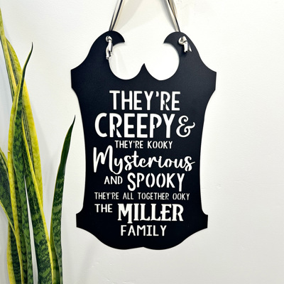 Creepy Family Name Sign | Custom Halloween Plaque with “They’re Creepy and They’re Kooky” Verse