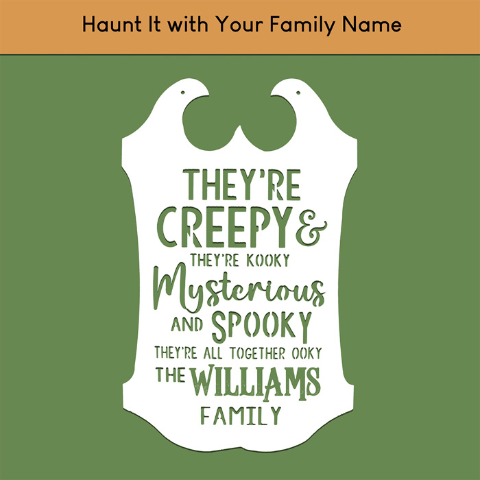 Creepy Family Name Sign | Custom Halloween Plaque with “They’re Creepy and They’re Kooky” Verse