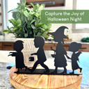  Kids Trick or Treat Silhouette – 9" Wide Halloween Tabletop Metal Decoration – Vampire, Witch, Fairy & Zombie – Bendable Stand
