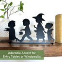  Kids Trick or Treat Silhouette – 9" Wide Halloween Tabletop Metal Decoration – Vampire, Witch, Fairy & Zombie – Bendable Stand