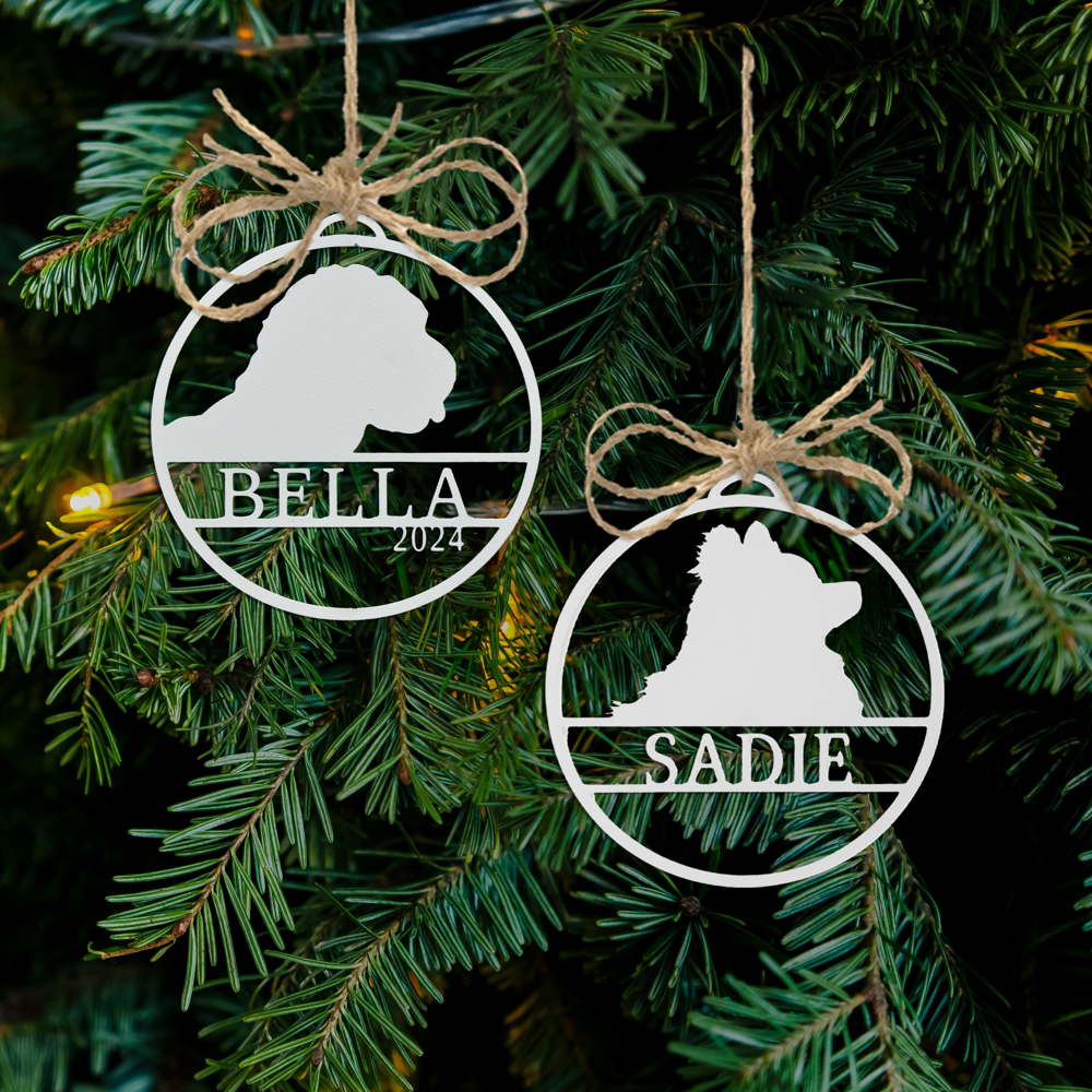 Personalized Pet Ornaments - Set of 2 - Custom Dog or Cat Christmas Tree Ornaments