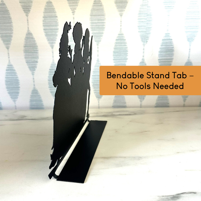 Three Salem Sisters Tabletop Silhouette | Halloween Witch Trio Outline Décor | 9" Metal Standing Sign with Bendable Tab