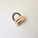  Chunky Gold Metal Hair Tie, Metal Ponytail Holder, Stylish Elastic Hair Accessories, Modern Hair Accessory Gift- Double Cuff