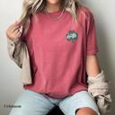  Embroidered Lucky Shamrock T-Shirt | St Patrick's Day Comport Colors Tee | Cute Clover Pocket Embroidery Women's Casual Top