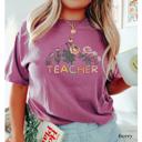 Floral Teacher Shirt by Comfort Colors – Back to School Graphic Tee, Cute Teacher Outfit, Boho Aesthetic Teacher Gift for Women