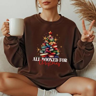 All Booked for Christmas Sweatshirt – Cute Teacher Holiday Crewneck, Book Lover Gift, Cozy Reading Christmas Top, Neutral Winter Pullover