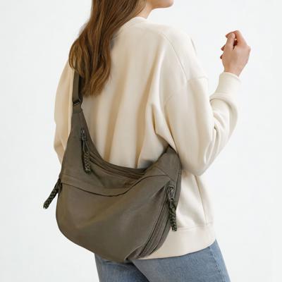 Dumpling Crossbody Shoulder Bag, Adjustable Strap Hobo Purse with Pockets, Lightweight Everyday Travel Bag, Minimalist Style for Women