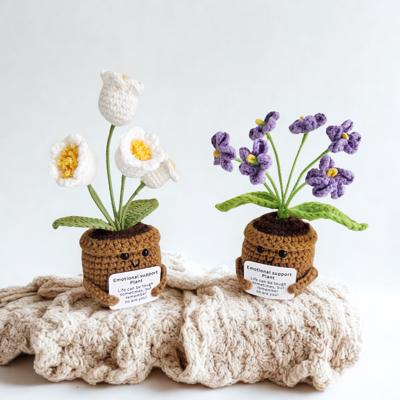 Crochet Flower Hug Pot – Emotional Support Potted Plant with Positive Message, Gift for Mom, Dad, or Teacher, Amigurumi Home Decor