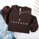  Freedom Cross Christian Sweatshirt – Minimal Faith Crewneck, Comfort Colors Style Cozy Top, Inspirational Gift for Her, Neutral Winter Pullover