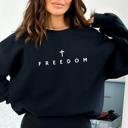  Freedom Cross Christian Sweatshirt – Minimal Faith Crewneck, Comfort Colors Style Cozy Top, Inspirational Gift for Her, Neutral Winter Pullover