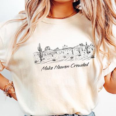 Make Heaven Crowded Comfort Colors Shirt, Christian Faith Graphic Tee, Western Desert Cross Design, Vintage Religious Top, Inspirational Gift for Her