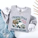  North Pole Christmas Tree Farm Sweatshirt – Vintage Holiday Truck Graphic, Cozy Winter Pullover, Merry Christmas Top, Gift for Her