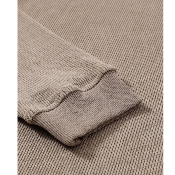 Ribbed Loose Fit Pullover Sweatshirt, Waffle Knit Top, Long Sleeve Relaxed Fit Sweater, Casual Fall Outfit