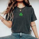  Embroidered Mini Shamrock T-Shirt, Minimalist St. Patrick’s Day Comfort Colors Tee, Dainty Lucky Clover Embroidery, Cute Irish Patrick's Day Gift