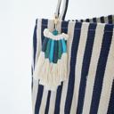  Boho Tassel Keychain, Handwoven Cotton Rope Bag Charm, Blue Macrame Key Ring, Aesthetic Backpack Accessory, Gift for Her
