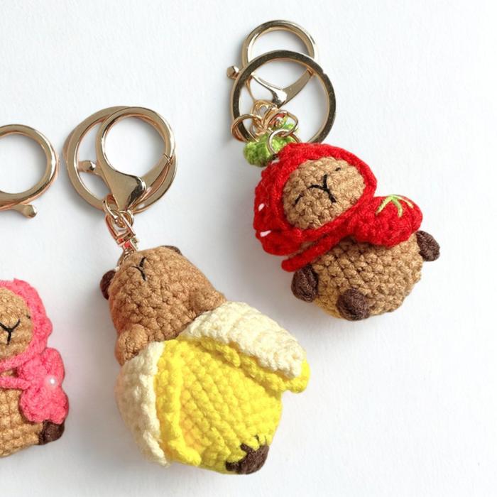 Crochet Animal Keychain Charm, Amigurumi Keychain, Cute Plush Bag Charms, Backpack Charm Gift for Her