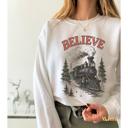  Believe Christmas Train Sweatshirt, Vintage Holiday Crewneck – Polar Express Style Graphic, Cozy Christmas Outfit, Winter Gift for Her