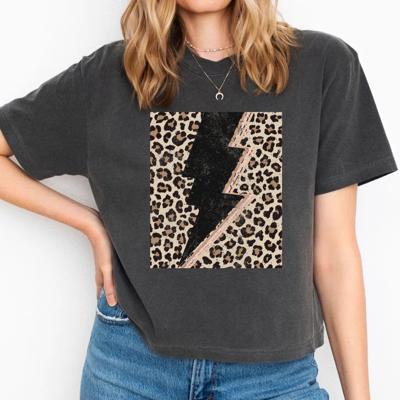 Leopard Lightning Bolt Comfort Colors Crop Top, Distressed Western Graphic Tee, Cowgirl Shirt, Rock and Roll Top, Vintage Thunder Bolt Top, Country Concert Shirt, Summer Trendy Outfit, Gift for Her