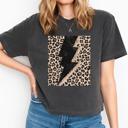  Leopard Lightning Bolt Comfort Colors Crop Top, Distressed Western Graphic Tee, Cowgirl Shirt, Rock and Roll Top, Vintage Thunder Bolt Top, Country Concert T Shirt, Summer Trendy Outfit, Gift for Her
