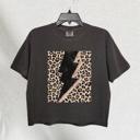  Leopard Lightning Bolt Comfort Colors Crop Top, Distressed Western Graphic Tee, Cowgirl Shirt, Rock and Roll Top, Vintage Thunder Bolt Top, Country Concert T Shirt, Summer Trendy Outfit, Gift for Her