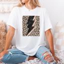  Leopard Lightning Bolt Graphic Tee - Vintage Inspired
