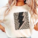  Leopard Lightning Bolt Graphic Tee - Vintage Inspired
