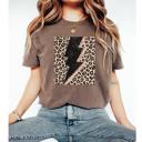  Leopard Lightning Bolt Graphic Tee - Vintage Inspired