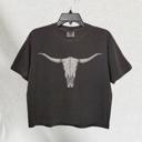  Western Longhorn Skull Graphic Crop Top by Comfort Colors, Vintage Country Girl Aesthetic – Summer Rodeo Style, Y2K Cowgirl Crop Top, Country Concert Outfit, Bachelorette Shirt, Gift for Her
