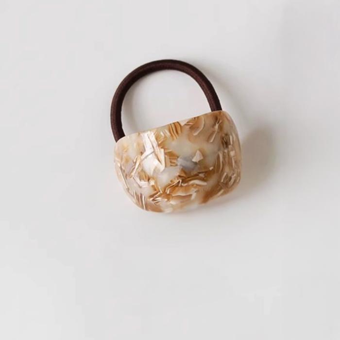 Resin Hair Tie | Chunky Hair Elastic Ties | Retro Acetate Ponytail Holder | Minimalist Hair Accessories | Leopard Curve Hair Tie