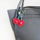  Cherry Leather Keychain with Snap Strap, Cute Faux Leather Cherry Bag Charm, Easy Clip-On Purse Accessory, Gift for Women