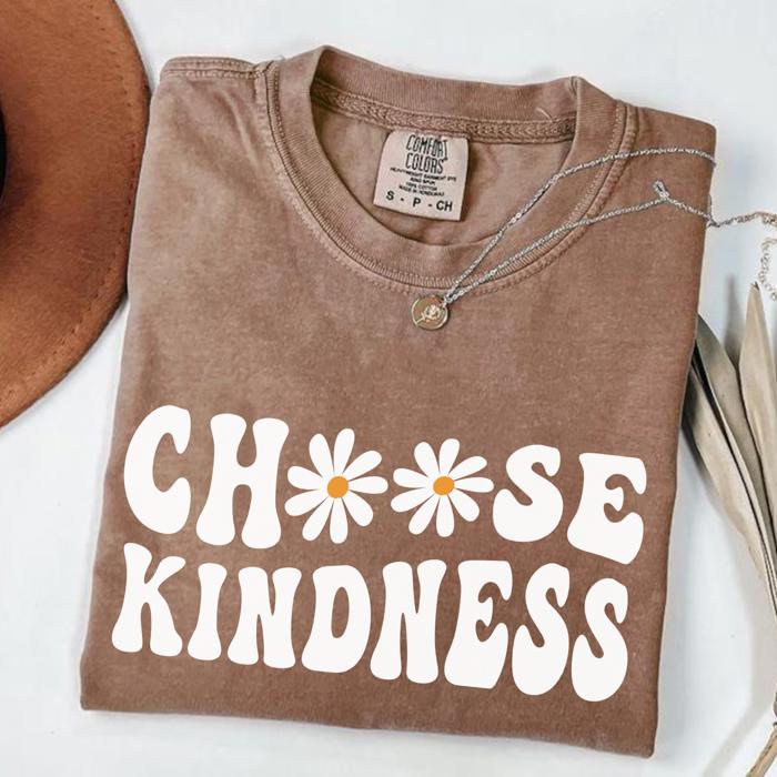 Choose Kindness Graphic T shirt By Comfort Colors – Retro Daisy Shirt, Summer Mental Health Tee, Be Kind Shirt, Teacher Tee, Teacher Appreciation Gift, Mental Health Shirt, Back to School T shirt