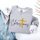  Gold Cross Christmas Sweatshirt, Faith-Based Holiday Crewneck, Christian Faux Glitter Cross Sweater, Elegant Jesus Christmas Shirt, Cozy Winter Top, Gift for Her