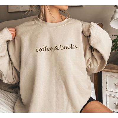 Coffee & Books Sweatshirt, Cozy Fall Crewneck Pullover, Minimalist Reading Lover Sweater – Book Club Outfit, Teacher Gift, Winter Aesthetic