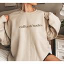  Coffee & Books Sweatshirt, Cozy Fall Crewneck Pullover, Minimalist Reading Lover Sweater – Book Club Outfit, Teacher Gift, Winter Aesthetic