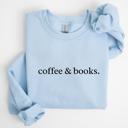  Coffee & Books Sweatshirt, Cozy Fall Crewneck Pullover, Minimalist Reading Lover Sweater – Book Club Outfit, Teacher Gift, Winter Aesthetic