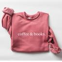  Coffee & Books Sweatshirt, Cozy Fall Crewneck Pullover, Minimalist Reading Lover Sweater – Book Club Outfit, Teacher Gift, Winter Aesthetic