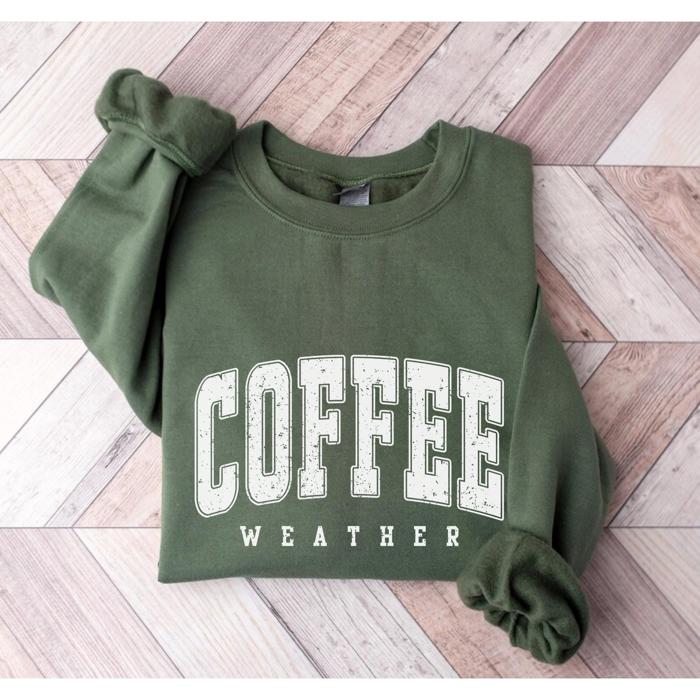 Coffee Weather Graphic Sweatshirt, Cozy Fall Pullover, Retro Autumn Top, Pumpkin Spice Season Outfit, Thanksgiving Shirt, Gift for Coffee Lovers