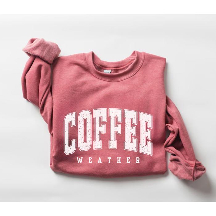 Coffee Weather Graphic Sweatshirt, Cozy Fall Pullover, Retro Autumn Top, Pumpkin Spice Season Outfit, Thanksgiving Shirt, Gift for Coffee Lovers