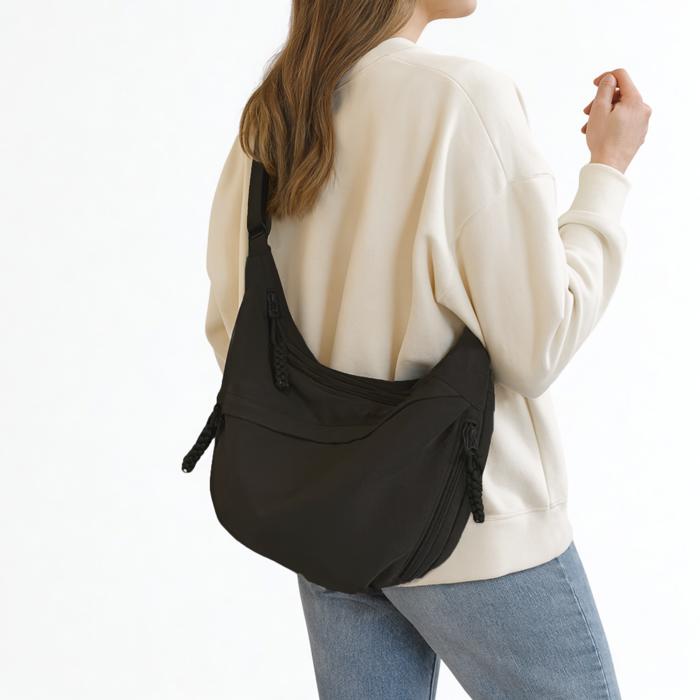 Casual Crossbody Shoulder Bag, Dumpling Bag with Pockets, Adjustable Strap Hobo Purse, Lightweight Everyday Travel Bag
