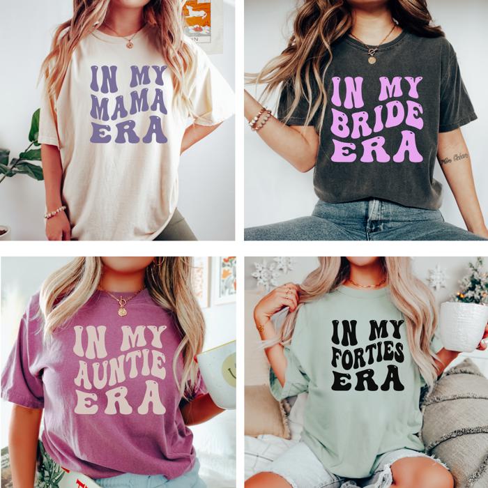 In My Custom Era Graphic Tee by Comfort Colors, Retro Custom Text T shirt, Personalized Trendy T-Shirt, Gift for Her