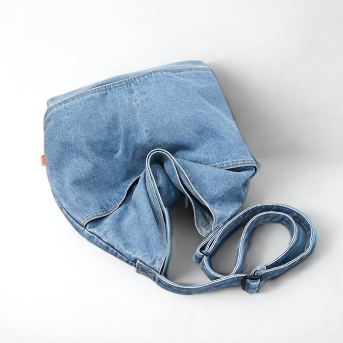 Denim Shoulder Bag, Vintage Jean Tote Purse with Pockets, Casual Crossbody Bag, Everyday Bag