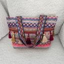  Boho Ethnic Tassel Tote Bag – Colorful Woven Shoulder Purse, Large Festival Beach Bag, Tribal Style Travel Tote, Summer Bag for Women