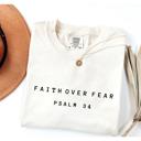  Faith Over Fear Christian Shirt by Comfort Colors – Psalm 34 Graphic Tee, Vintage Bible Verse Shirt, Fall Faith Tee, Gift for Her